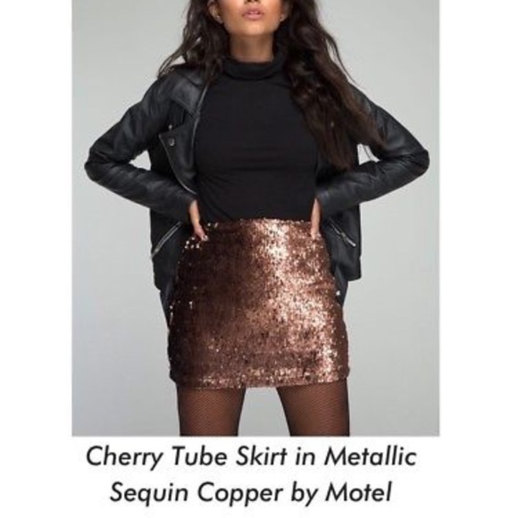 Motel Cherry Copper Sequin Mini Nasty Gal NWT - Picture 1 of 5